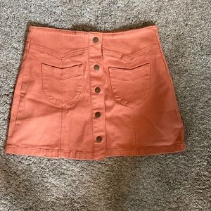 Khaki button down peach skirt